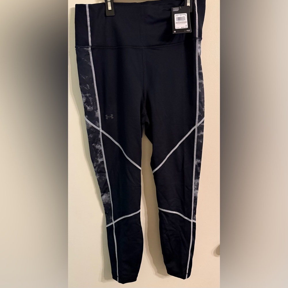 Under Armour Navy Leggings with White Stitching